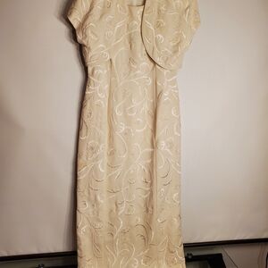 CACHE Elegant Cream Ivory Women Tank Dress With Bolero Jacket Size 12